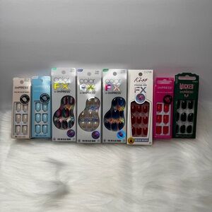 Kiss imPRESS/Press-On Nails Short Bundle Set of 8 NEW No Glue Needed